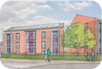 Illustration of new build council apartments in Holbeck
